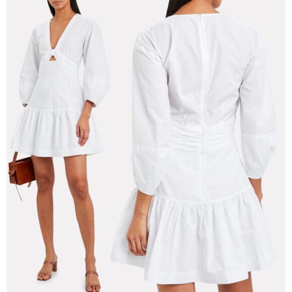 Derek Lam 10 Crosby Talia Twisted Keyhole Mini Dress Optic White Womenns Size 00 - Picture 1 of 8